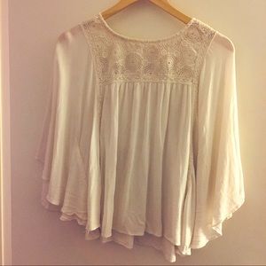 Xhilaration cream crochet peasant blouse size L